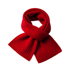 Red knitted scarf on transparent background