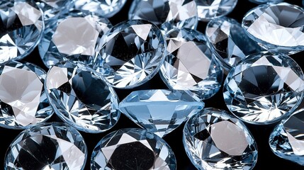   A stack of blue and white diamonds layered atop another pile of blue and white diamonds, which in turn sits atop yet another stack of blue and white diamonds