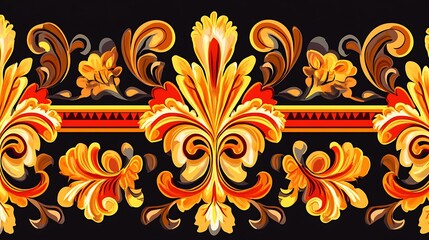 Textile border pattern scroll repeat motif design