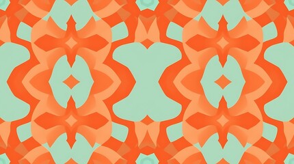 Vibrant Coral and Mint Kaleidoscope Pattern 