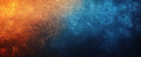 Fiery Orange and Deep Blue Abstract Texture: A Dramatic Grunge Artwork
