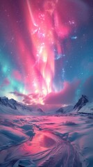 Fototapeta premium winter aurora beatiful fantasy sky