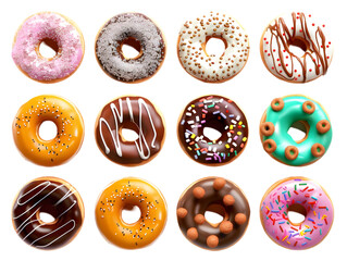 Assorted Donuts with Glaze and Creative Decorations