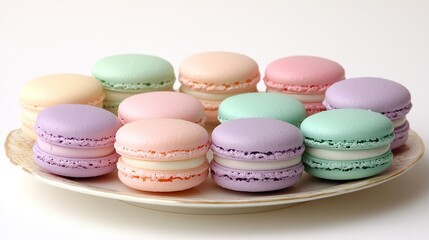 Fototapeta premium Colorful Macaron Assortment on Decorative Plate
