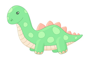 Clip Art with Cute Green Cartoon Dinosaur