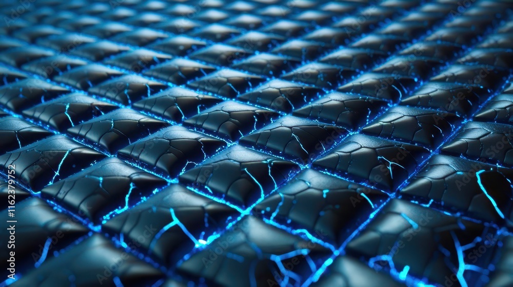 Poster blue and black image of a patterned surface