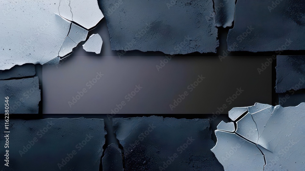 Poster black and white photo of a wall with a large hole in it