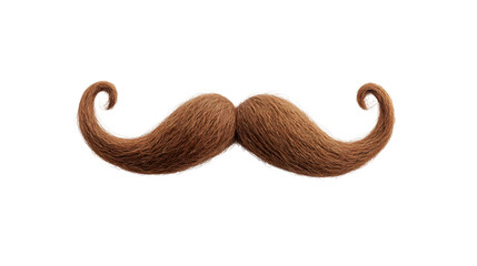 Vintage-inspired ginger curly mustache floating against transparent backdrop, lending classic retro character to graphic design