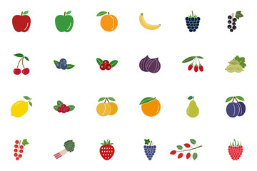 Fruits Colors SVG Icons Set