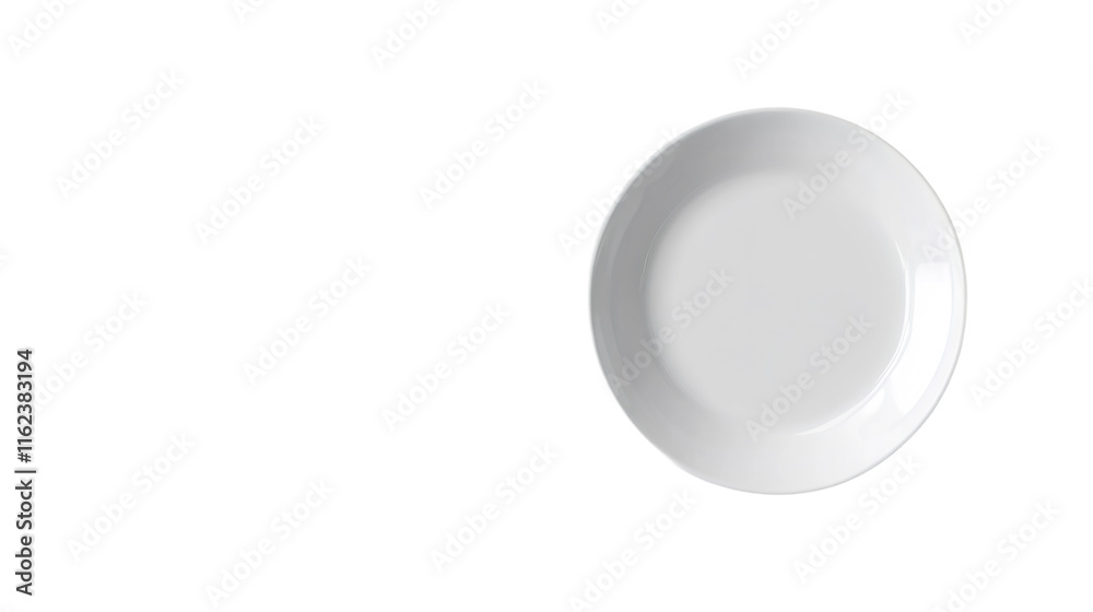 Poster simple and elegant, white empty plate isolated on transparent background, perfect for showcasing you