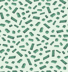 Sea0148138sa0004sVibrant meccano puzzle kit set on light green paper backdrop. Bright multi color ink hand drawn design object logo emblem pictogram in modern art scribble comic style. Tileable v0.eps