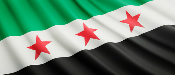 Waving flag of Syria - New flag of Syria - Full frame	
