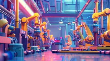 Naklejka premium advanced 3D-animated manufacturing facility 