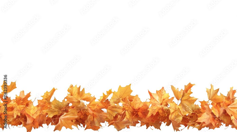 Aufkleber seamless orange maple leaf pattern decorating transparent background, representing seasonal autumn f