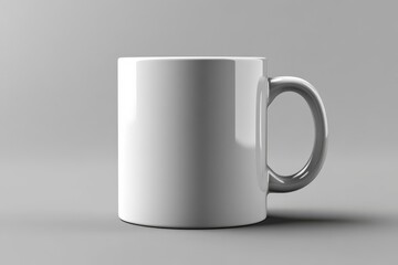 Obraz premium A plain white coffee mug on a simple gray background, ideal for branding or personalization.