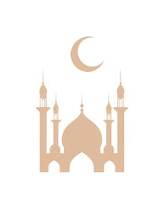 Serene Mosque Silhouette for Ramadan isolated transparent background