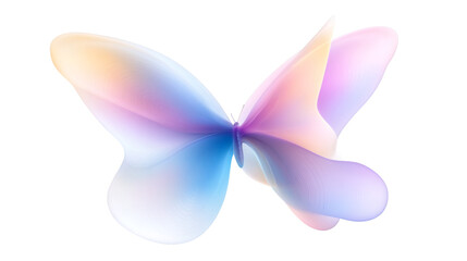 Abstract butterfly with iridescent wings on transparent background, ideal for fantasy and nature projects