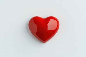 Fototapeta premium red heart keychain with glossy finish positioned neatly on white background with diffused light