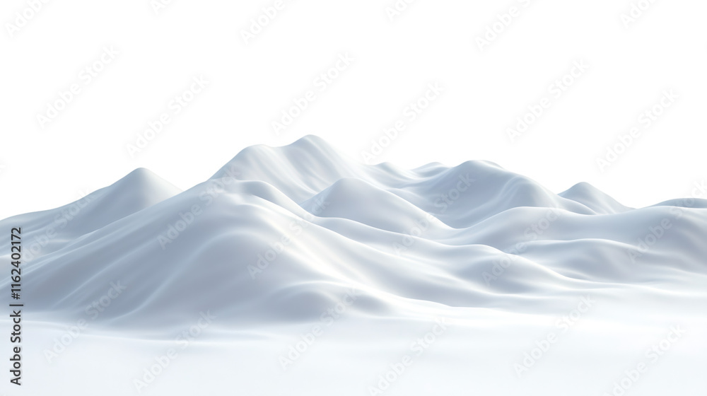 Aufkleber Snow-covered rolling landscape displaying tranquil winter scenery, transparent backdrop enabling seamless design integration