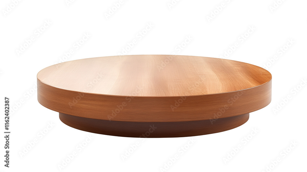 Poster rotating round wooden tabletop with transparent background, perfect for showcasing products or desig