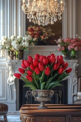 Red Tulips in Vase