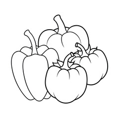 Collection of fresh vegetables outline for kids coloring book