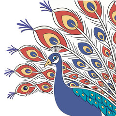 Obraz premium colorful Peacock Cartoon Animal Nature Icon Concept Isolated design