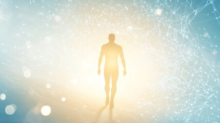 Fototapeta premium Silhouette of a person in a glowing atmosphere.