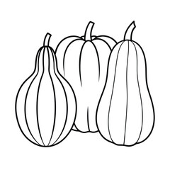 Collection of fresh vegetables outline for kids coloring book