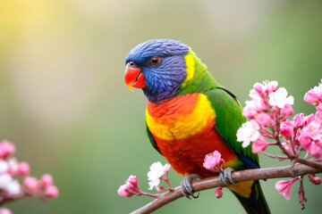 Fototapeta premium rainbow lorikeet on branch