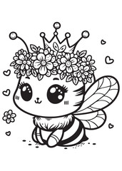 coloring book wearing crown illustration pose 