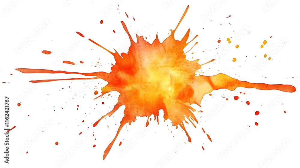 Poster Colorful watercolor splash exploding on transparent background, perfect for adding a vibrant touch to any design project