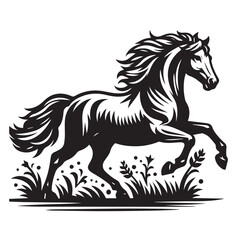 Obraz premium Galloping Horse SVG Cut File, Horse Eps black