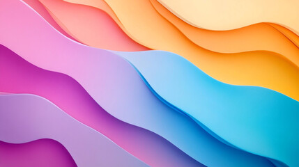 Obraz premium Colorful abstract waves of paper in vibrant hues showcasing creativity and design