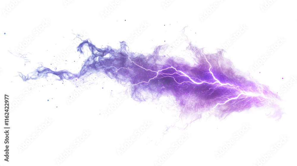 Aufkleber Purple lightning branching across transparent backdrop, generating dynamic visual energy for digital art and graphic design compositions