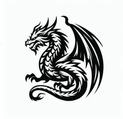 Dragon vector image black and white with white background