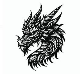 Dragon vector image black and white with white background