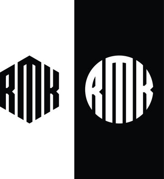 Initial letter RMK polygonal, Circle monogram vector logo design 