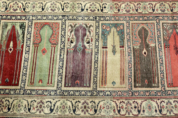 Textures and patterns in color from woven carpets