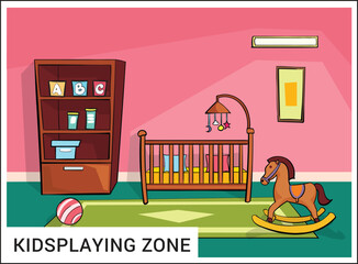 Obraz premium Premium Kids playing zone, playground comic vector illustration