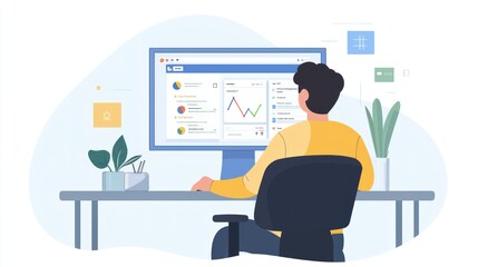 Person Analyzing Data Graphs On Computer Screen