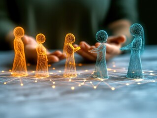 Figures representing family constellations and generational dynamics. AI generated