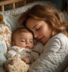 Parent Adjusting Baby's Head Position While Sleeping in a Bed