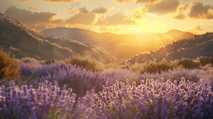 Obraz premium Serene Lavender Landscape - Tranquil Nature Photography