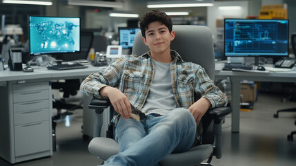 Sitting Half Sideways on an Office Chair