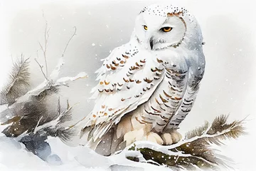 snowy owl.watercolor painting  