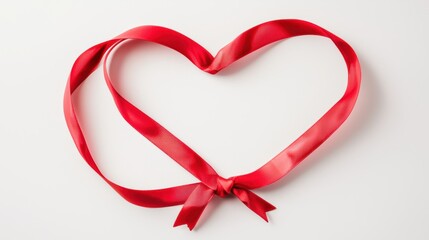 Heart-shaped red ribbon simple background creative concept love symbol minimalist design