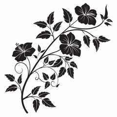 Blooming Vine vector silhouette black design white background