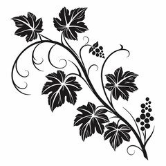 Blooming Vine vector silhouette black design white background
