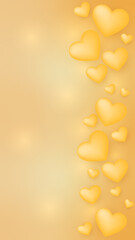 Love background pastel colors. Valentine day template with 3d hearts.